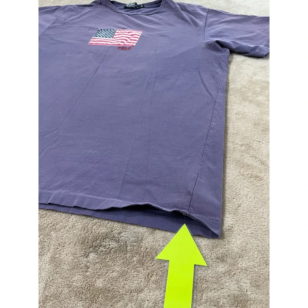 Polo Ralph Lauren American Flag T-Shirt Men's XL Purple Short Sleeve Cotton Logo